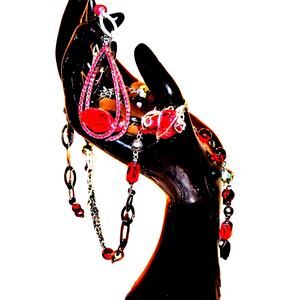 BoHo Red Crystal Necklace, Ring & Earring Set